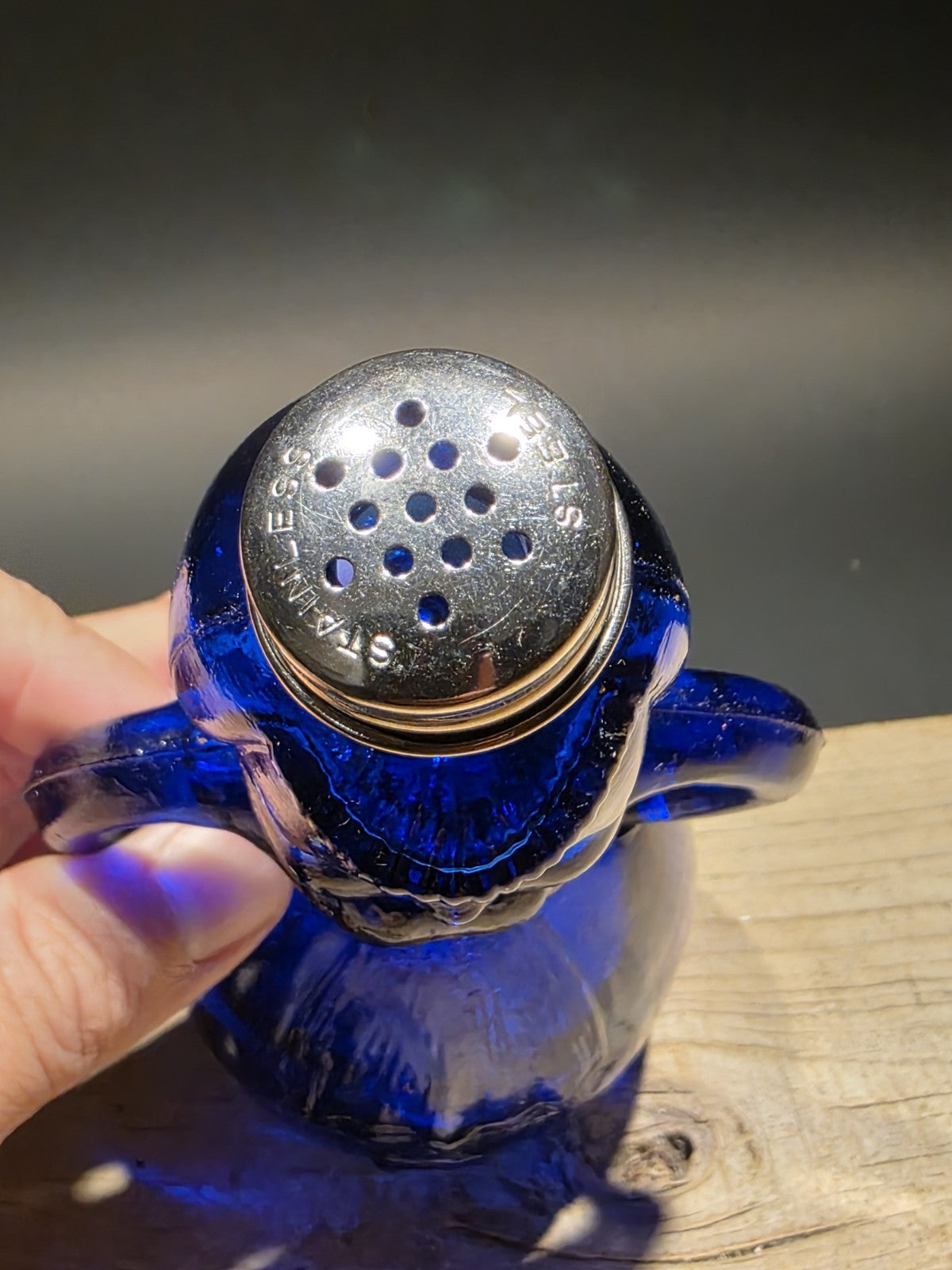 7" Vintage Style Cobalt Blue Depression Glass Lady Bottle