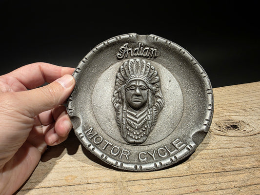 Vintage Antique Style Aluminum Indian Motorcycle Ash Tray