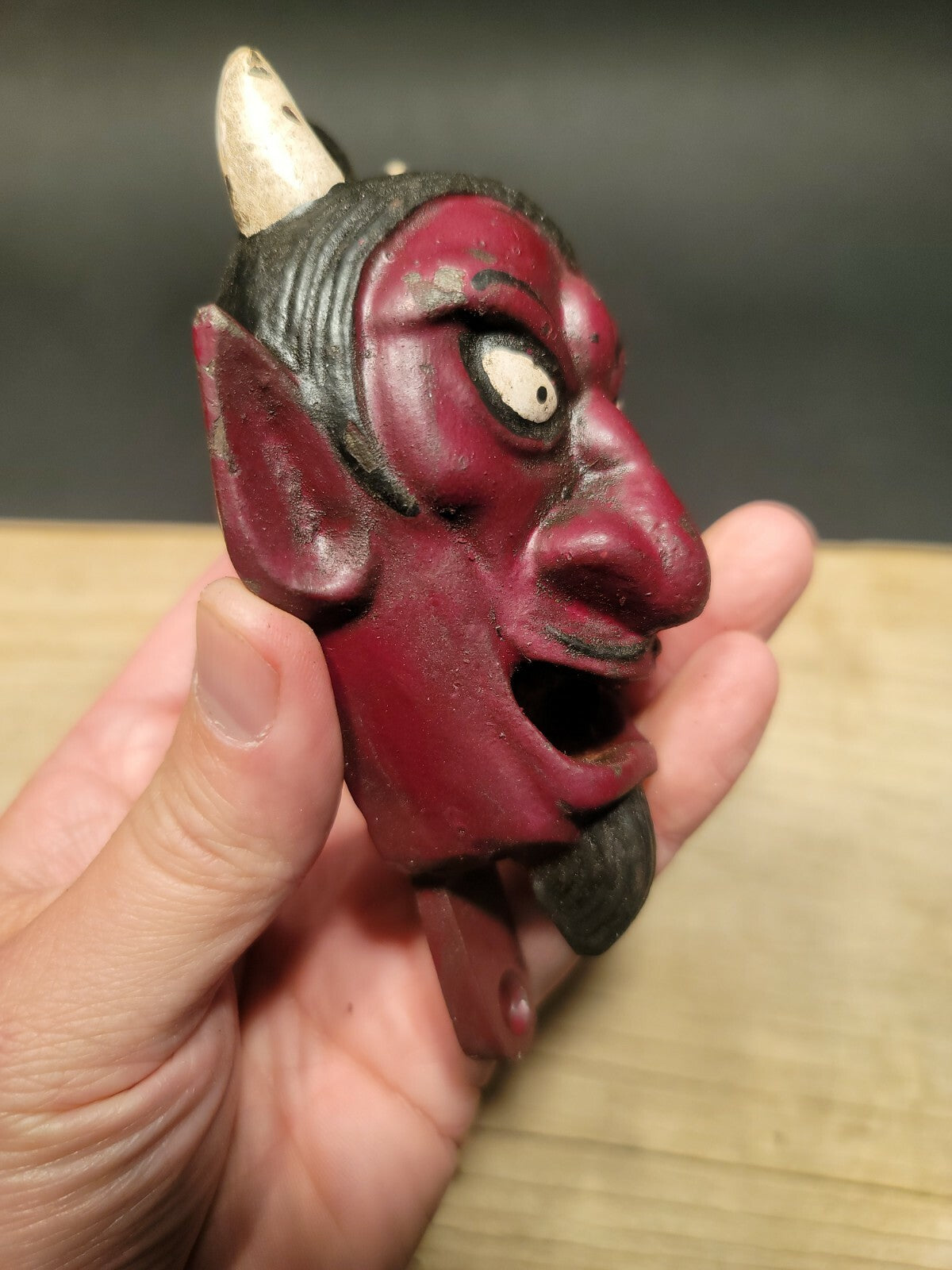 Antique Vintage Style Cast Iron folk art Devil Wall mount Bottle Opener