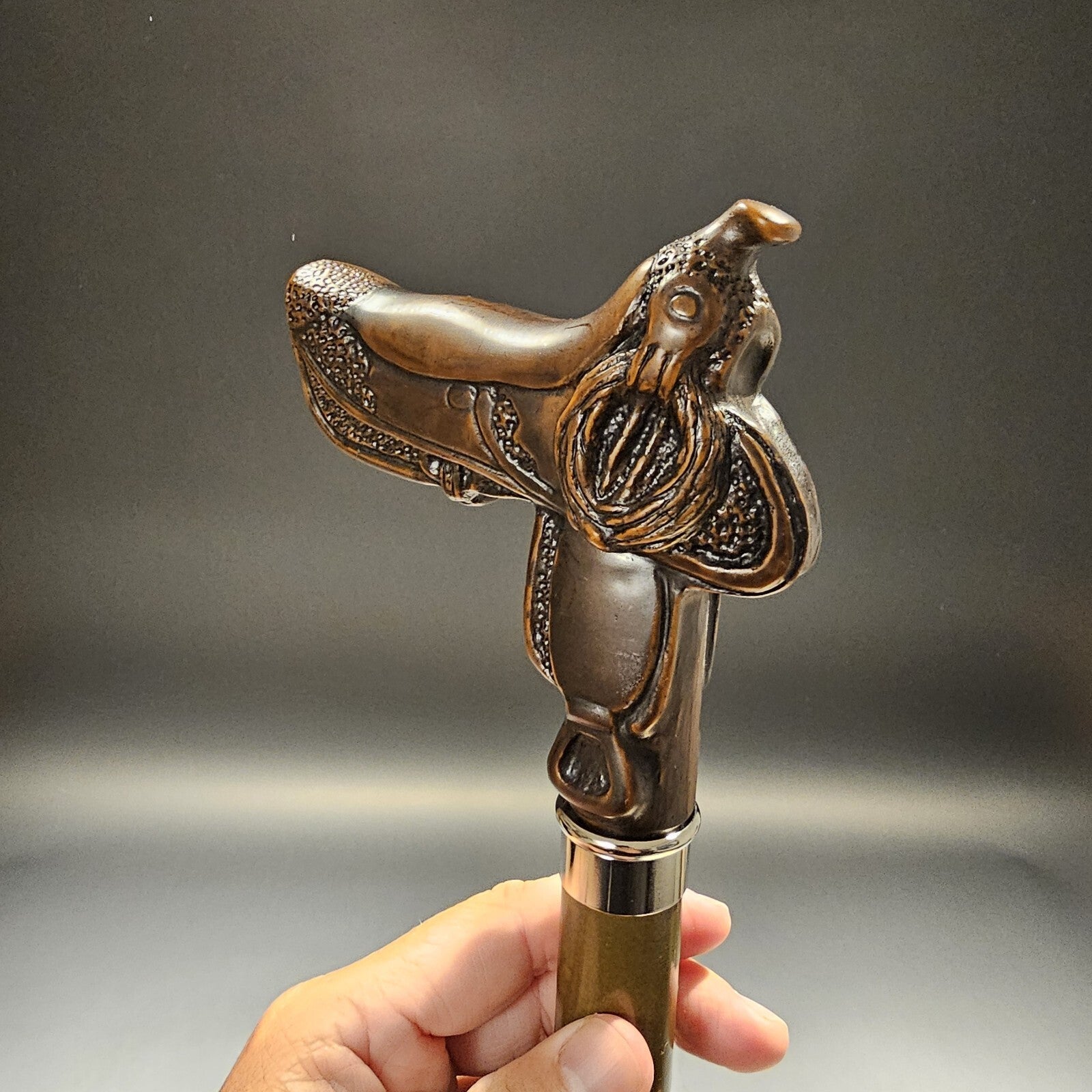 36" Antique Style Cowboy Saddle Derby Walking Stick Cane