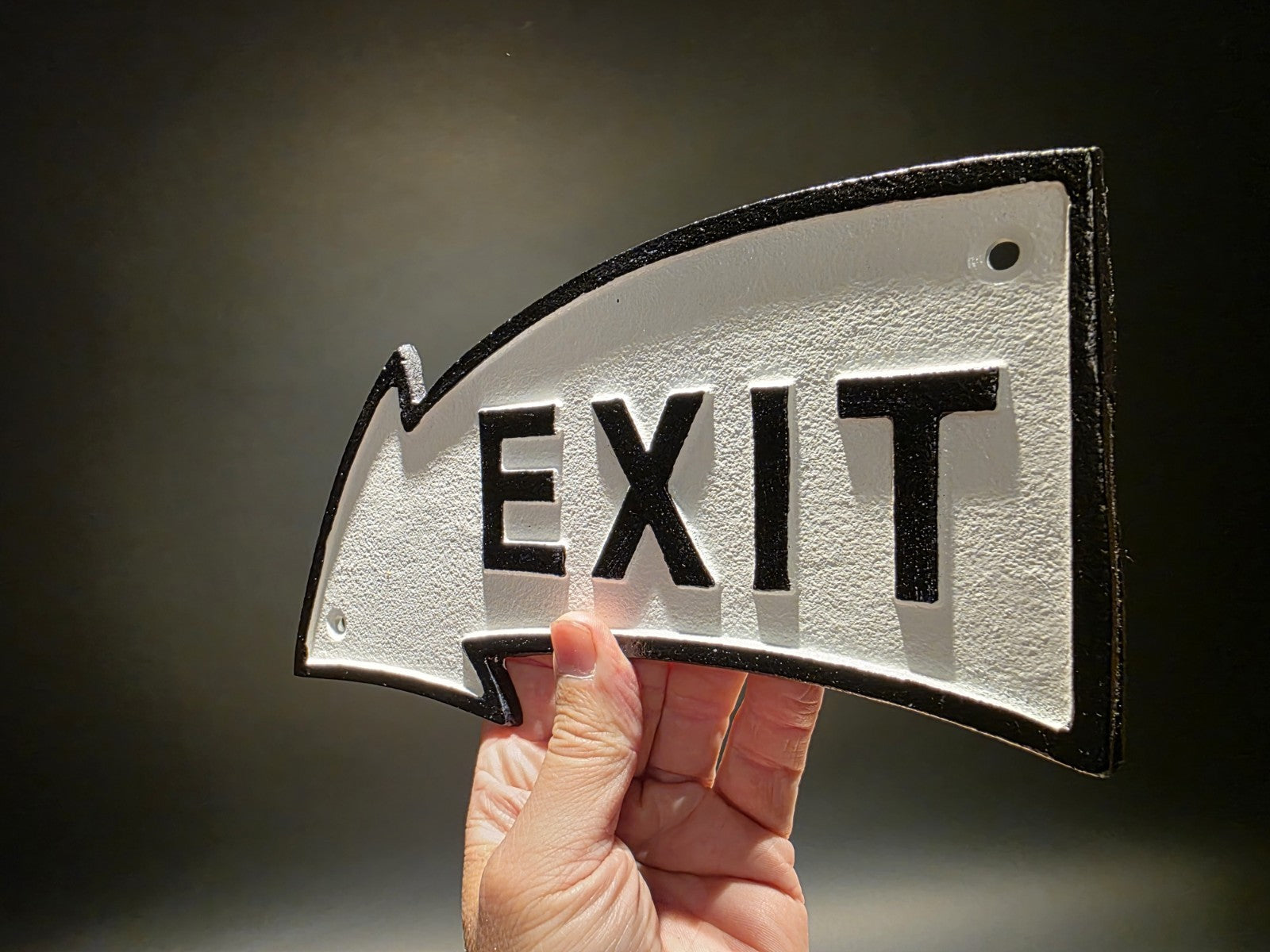9 1/2" Vintage Style Cast Iron Arrow Exit Plaque Sign
