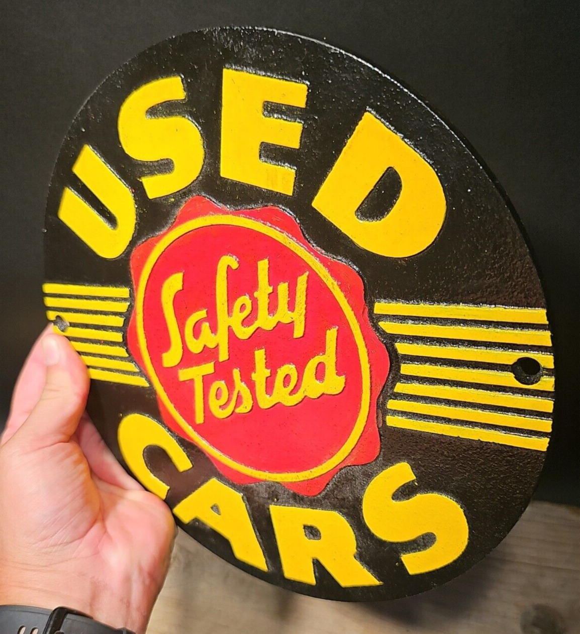 Antique Vintage Style Cast Iron Used Cars Sign Plaque