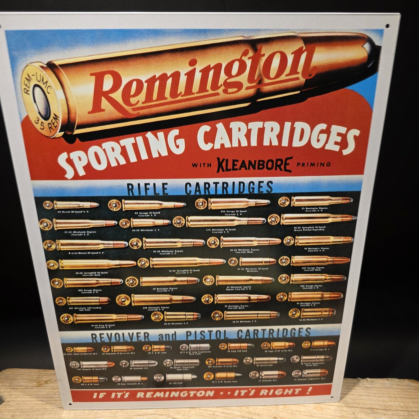 Remington Sporting Cartridges Tin Sign – Rifle Pistol Ammunition Advertising
