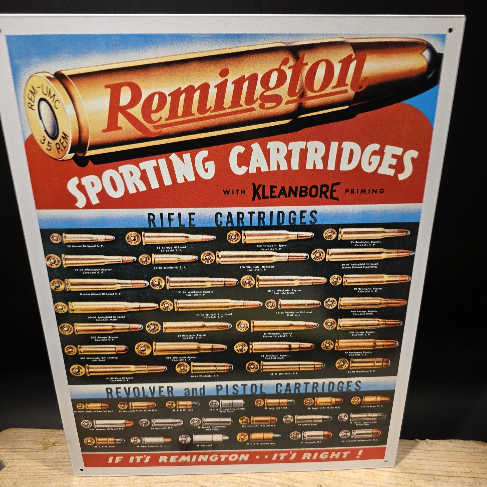 Remington Sporting Cartridges Tin Sign – Rifle Pistol Ammunition Advertising