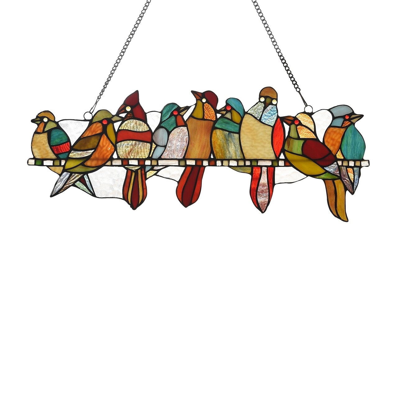 23.7" Song Bird Stained Glass Window Hanging Panel Suncatcher