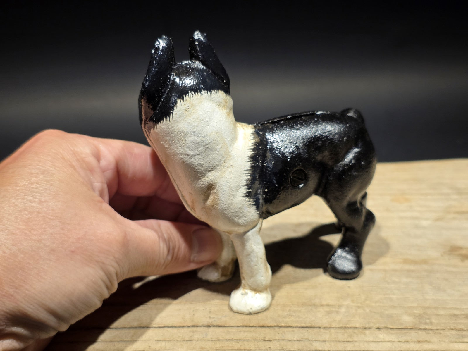5" Antique Style Cast Iron Boston Terrier Dog Door Stop Coin Bank
