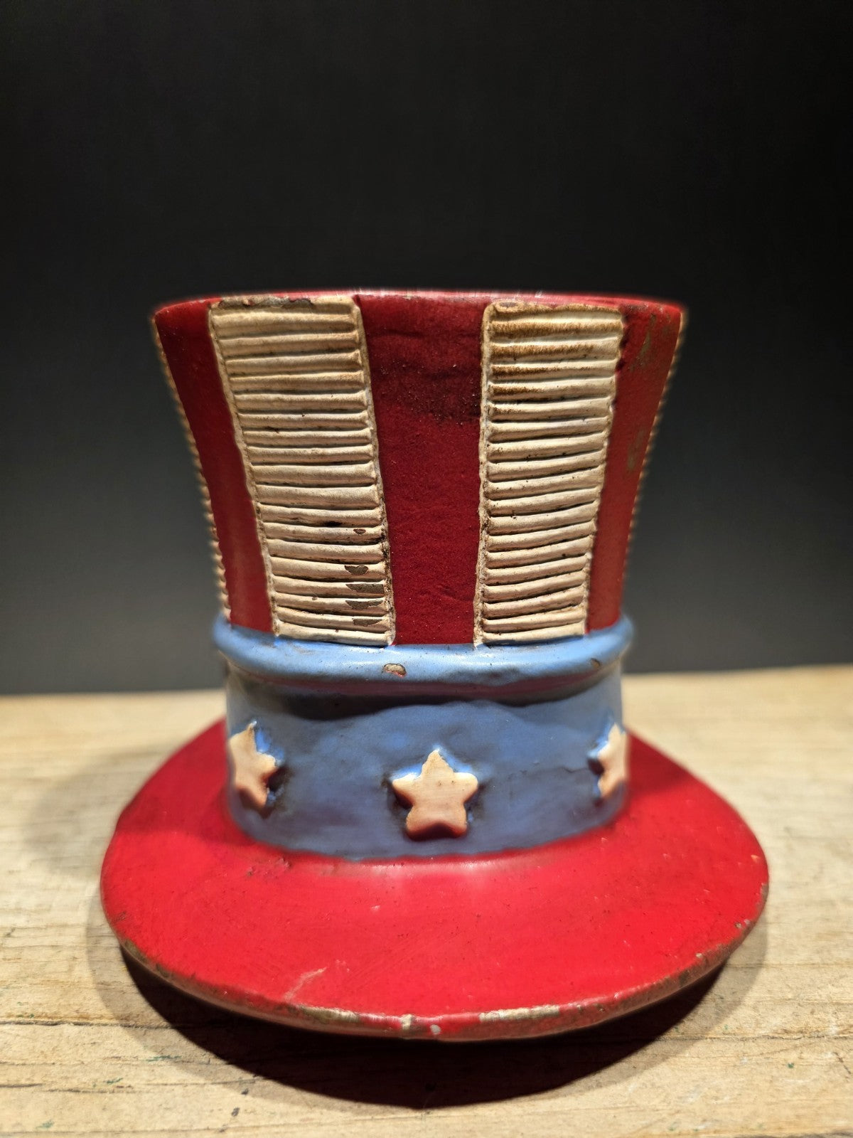 4 1/2" Antique Style Cast Iron USA Patriotic Hat Coin Bank