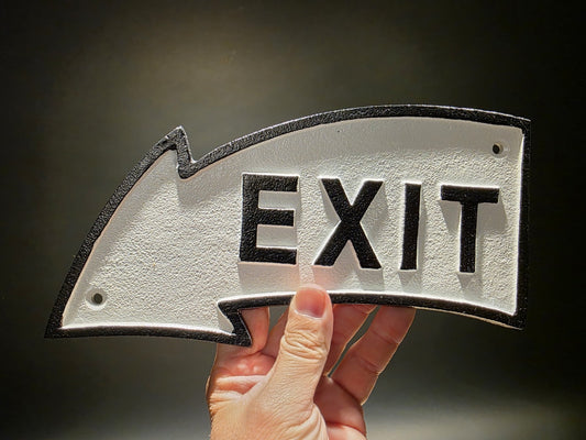 9 1/2" Vintage Style Cast Iron Arrow Exit Plaque Sign