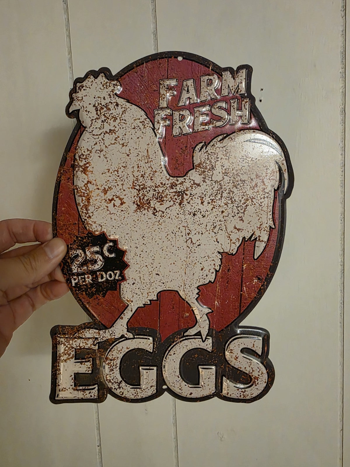11" Metal Vintage Style Fresh Eggs Sign