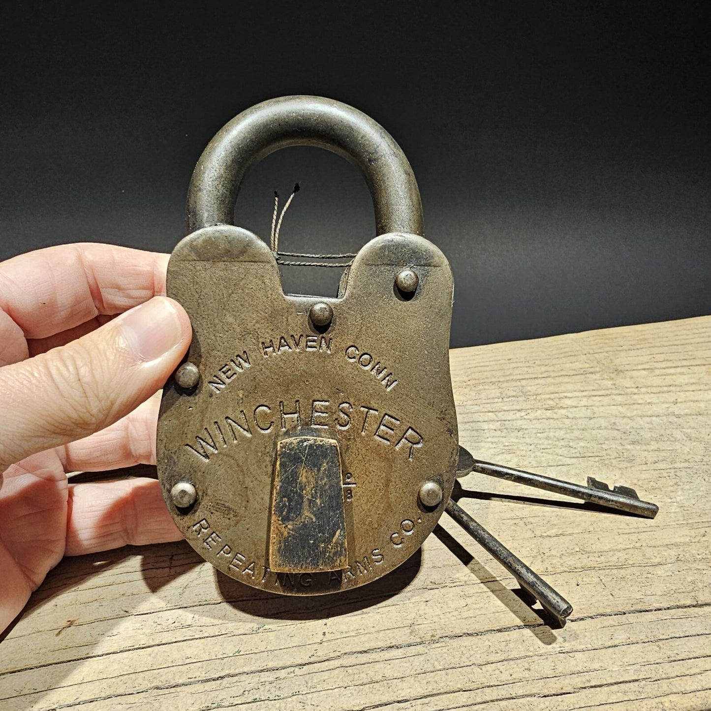 5" Antique Vintage Style Cast Iron Winchester Firearms Ammo Box Padlock Lock