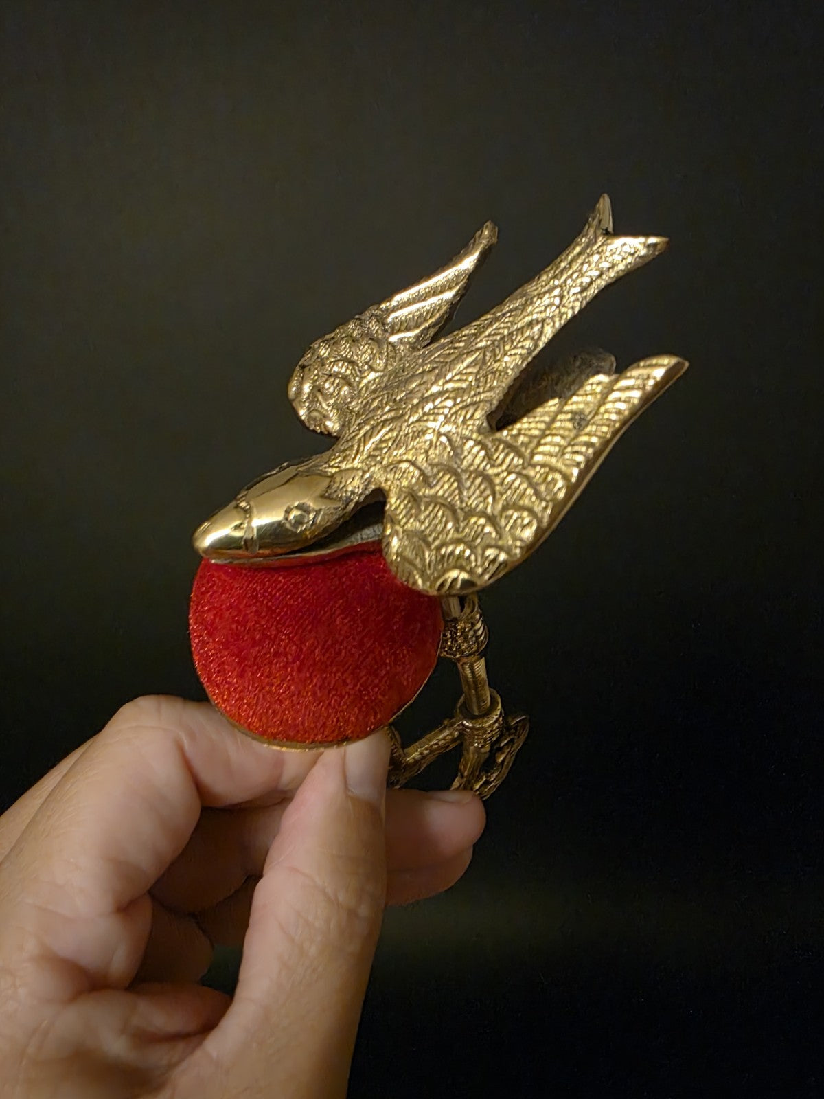 6" Brass Eagle Sewing Clamp Pin Cushion