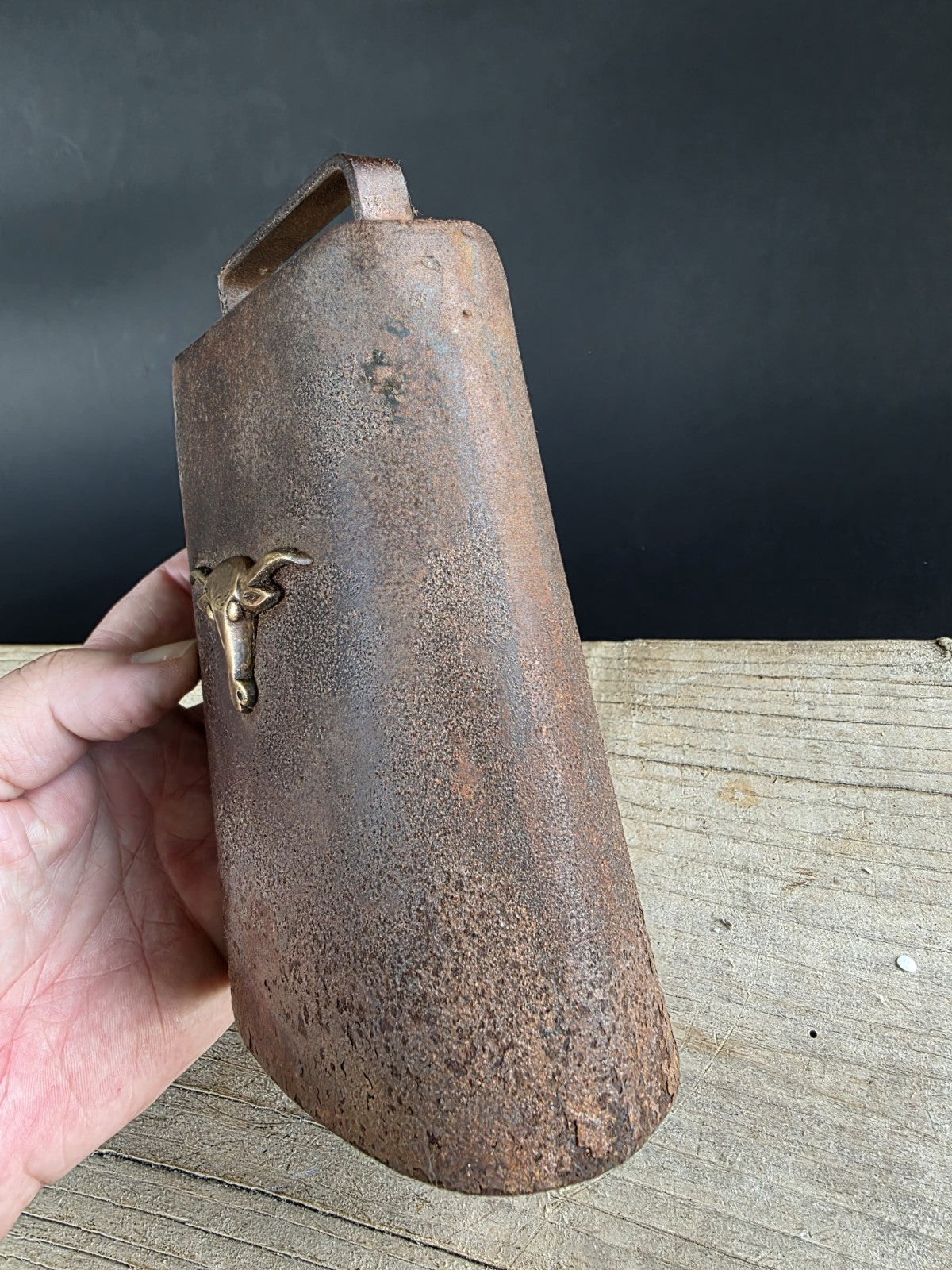 6 3/4" Primitive Vintage Antique Style Hand Wrought Iron Cow Bell