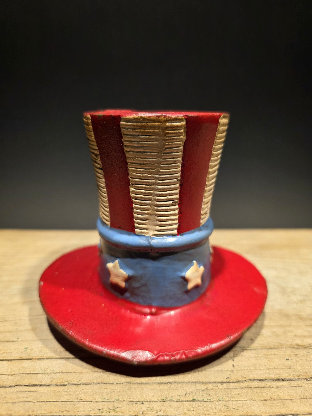 4 1/2" Antique Style Cast Iron USA Patriotic Hat Coin Bank