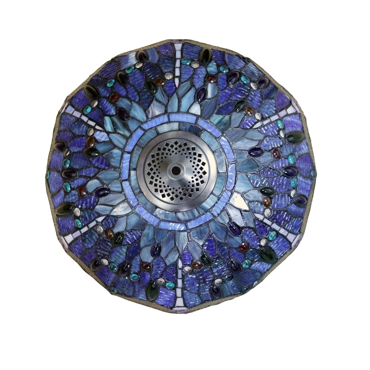 16" Dragonfly Stained Glass Semi Flush Ceiling Uplight