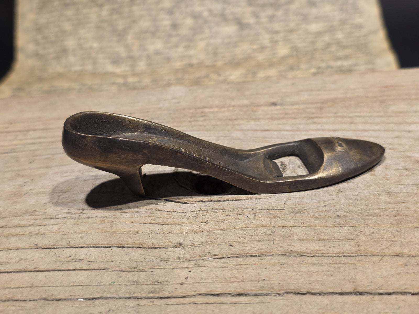 5" Vintage Style Brass "Cinderella" High Heel Shoe Bottle Opener