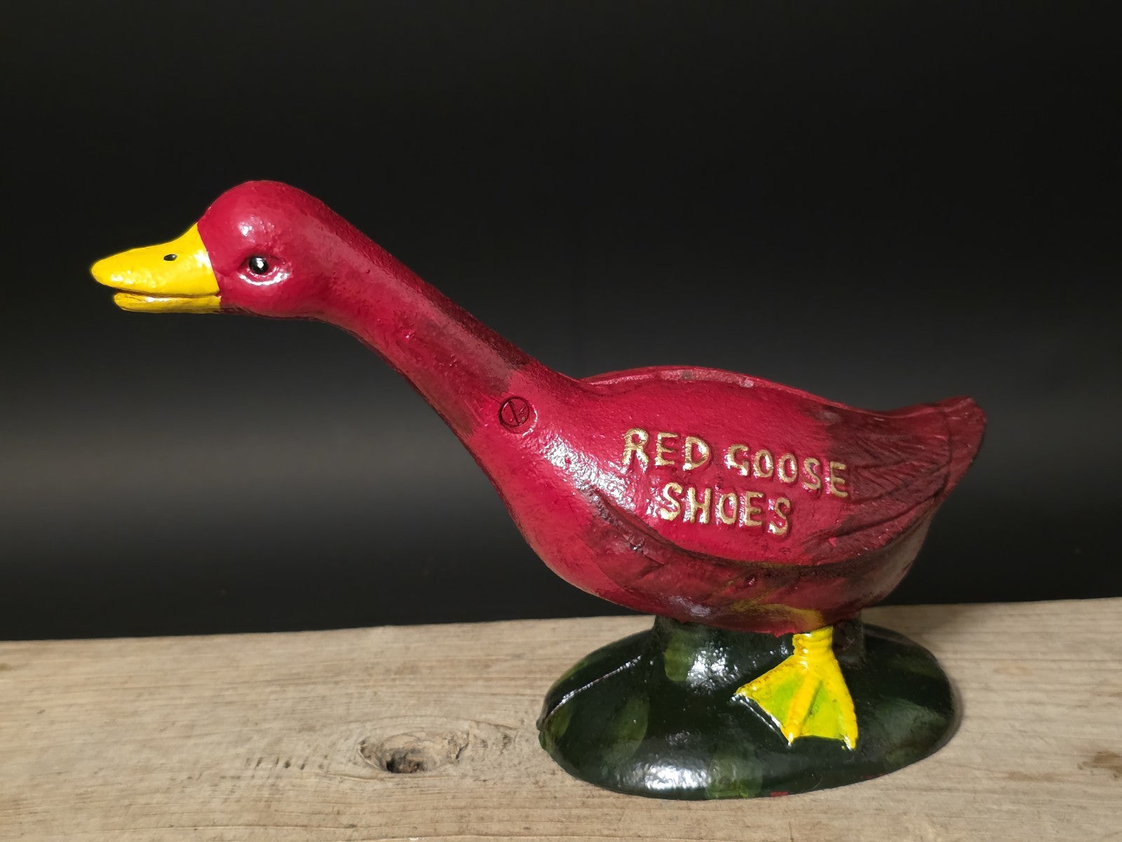 9" Vintage Style Red Goose Shoes Cast Iron Goose Bank  Advertising Bank