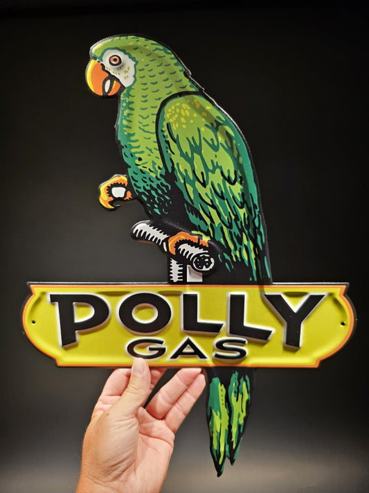 18" Antique Vintage Style Polly Gas Oil Metal Die Cut Sign