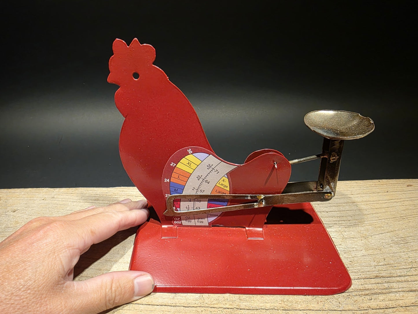6 1/5" Antique Vintage Style Red Metal Country Egg Scale