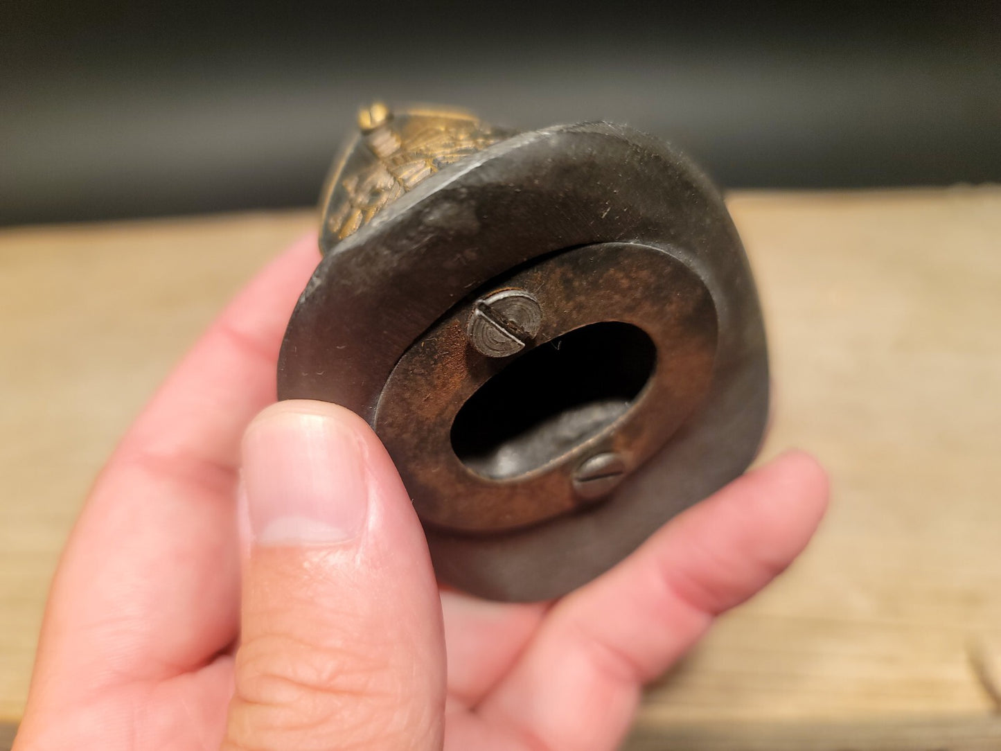 Antique Vintage Style Miniature Cast Iron Fireman Helmet Bottle Opener