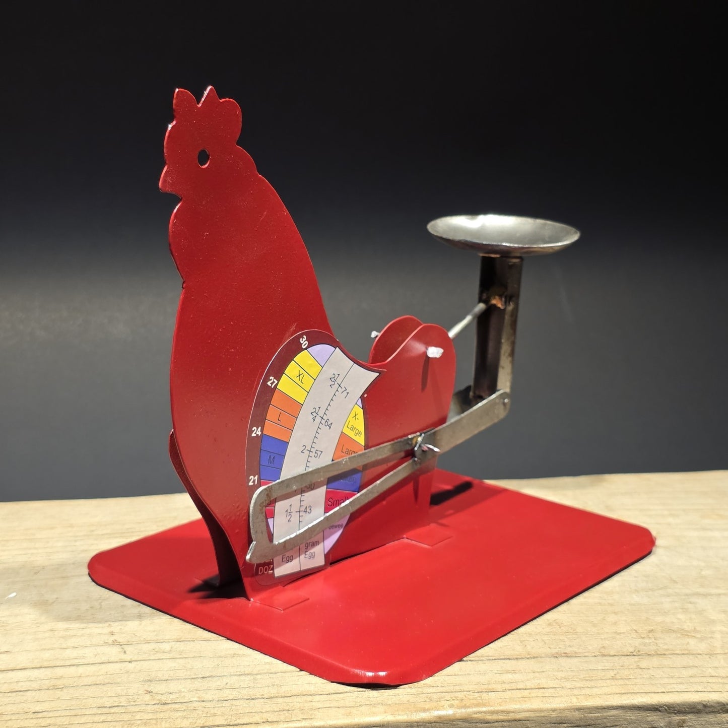 Vintage Style Rooster Egg Scale – Red Metal Farm Poultry Egg Grader