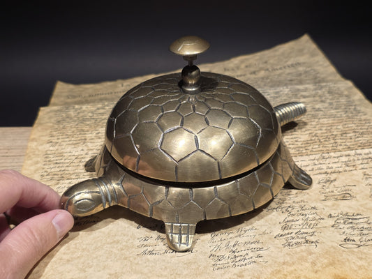 8" Vintage Style Brass Turtle Desk Service or Counter Bell