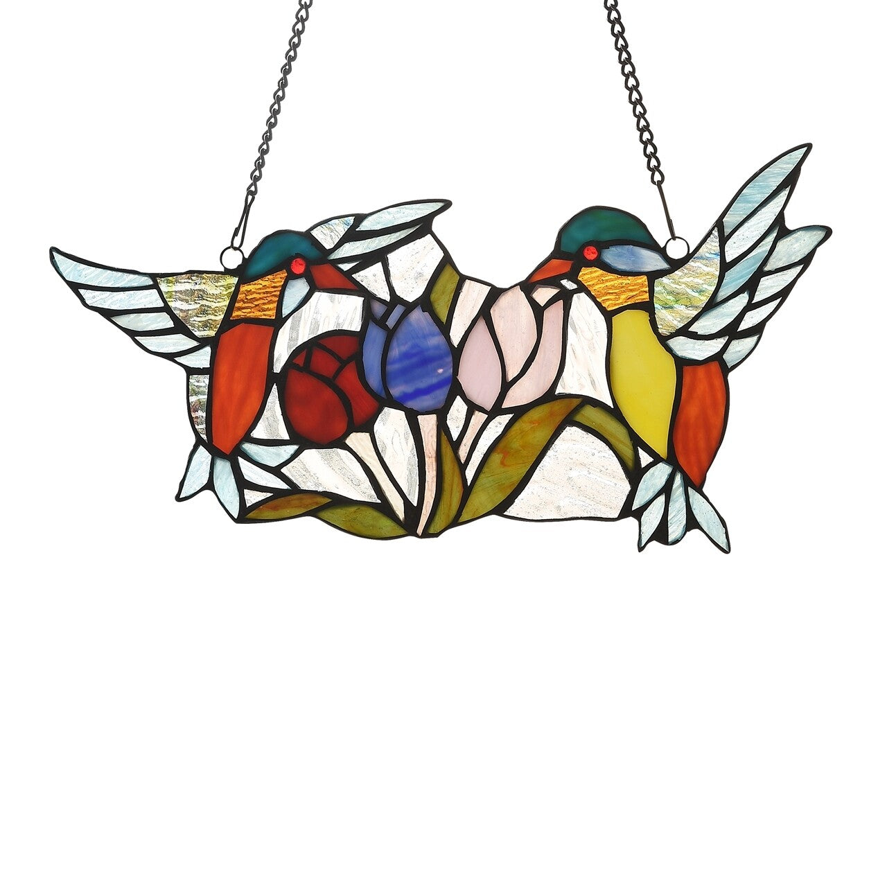 15.5 " Humming Bird Stained Glass Window Hanging Panel Suncatcher