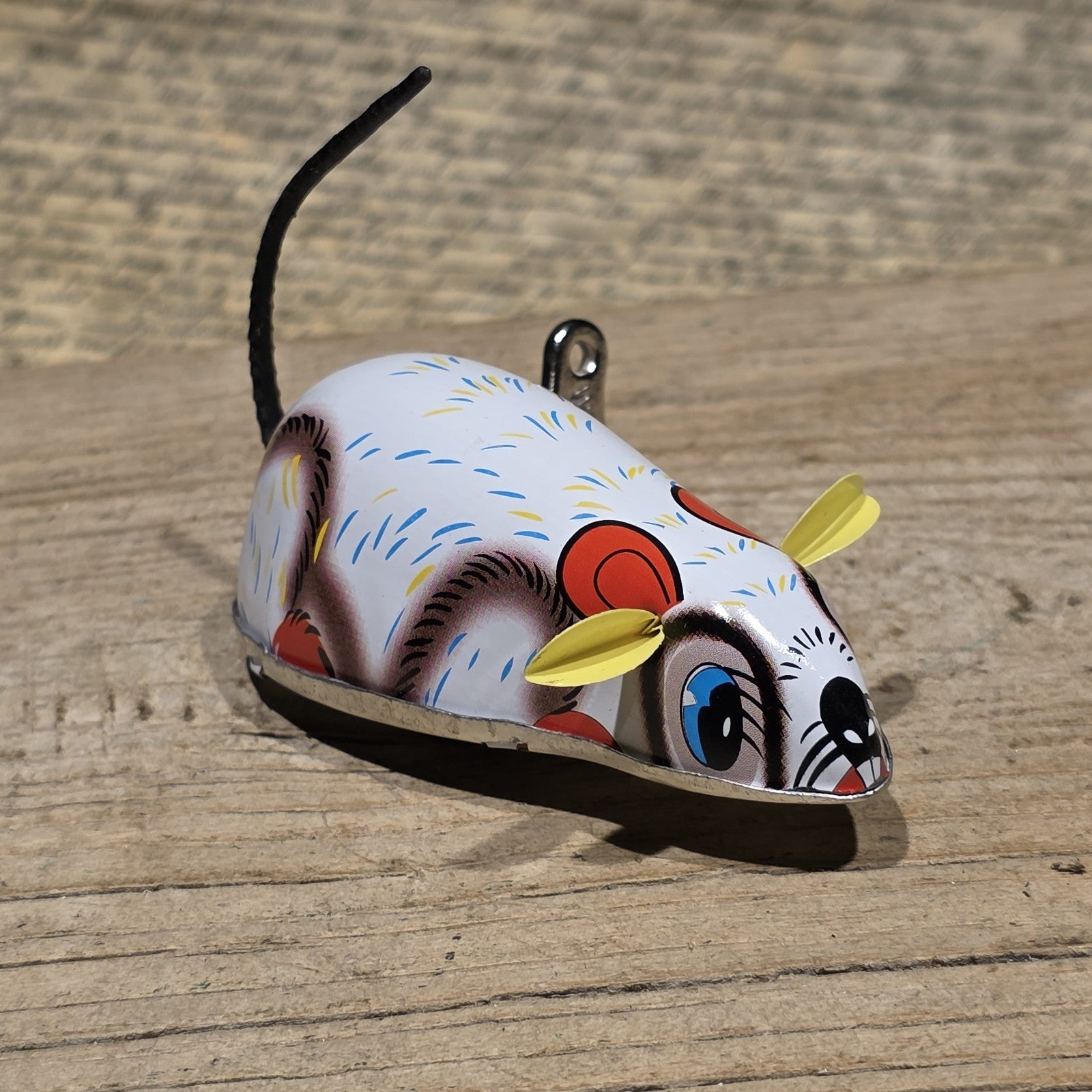 New Vintage Tin Litho Mouse Toy  Wind Up Mechanical Mouse