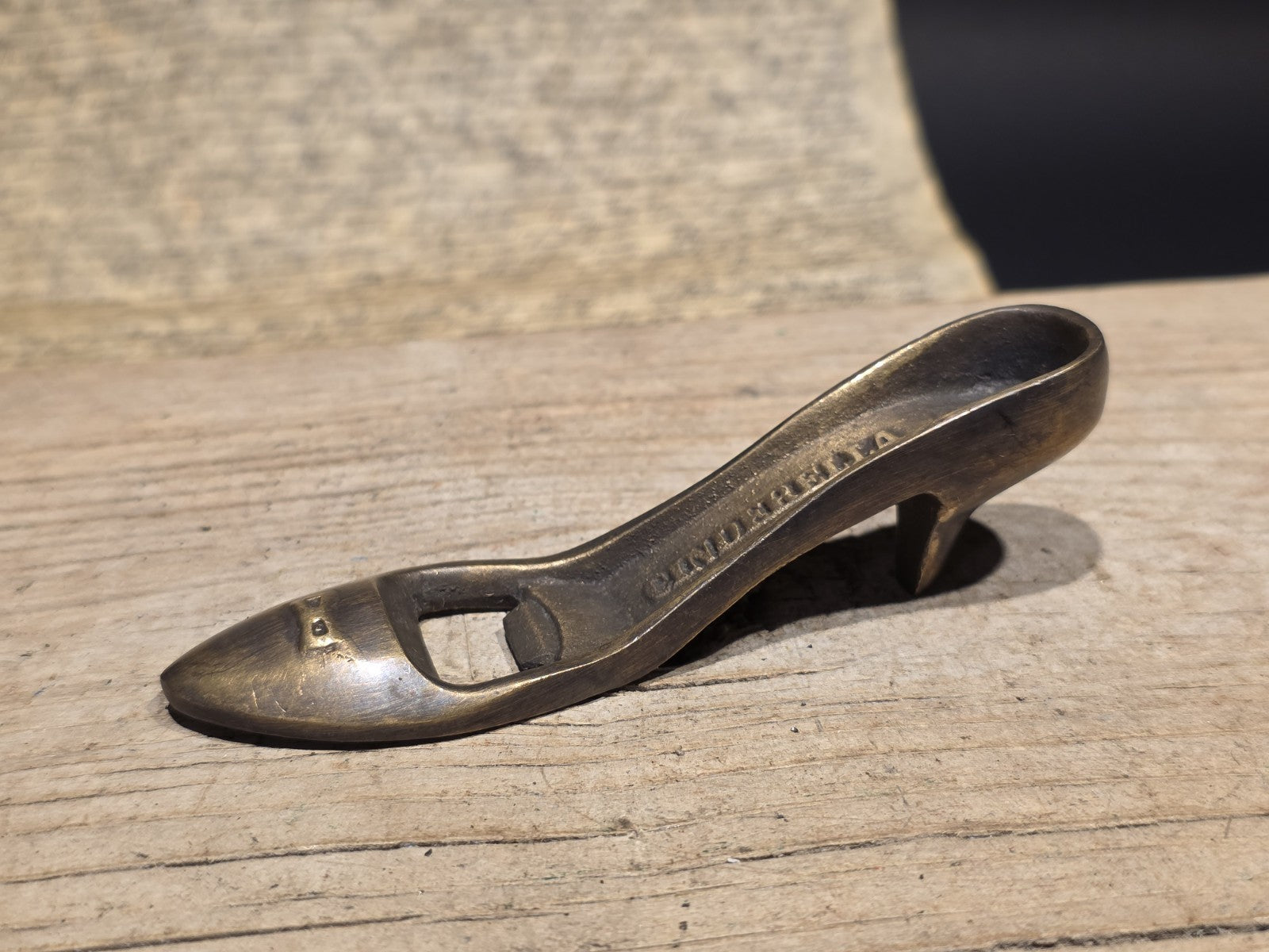 5" Vintage Style Brass "Cinderella" High Heel Shoe Bottle Opener
