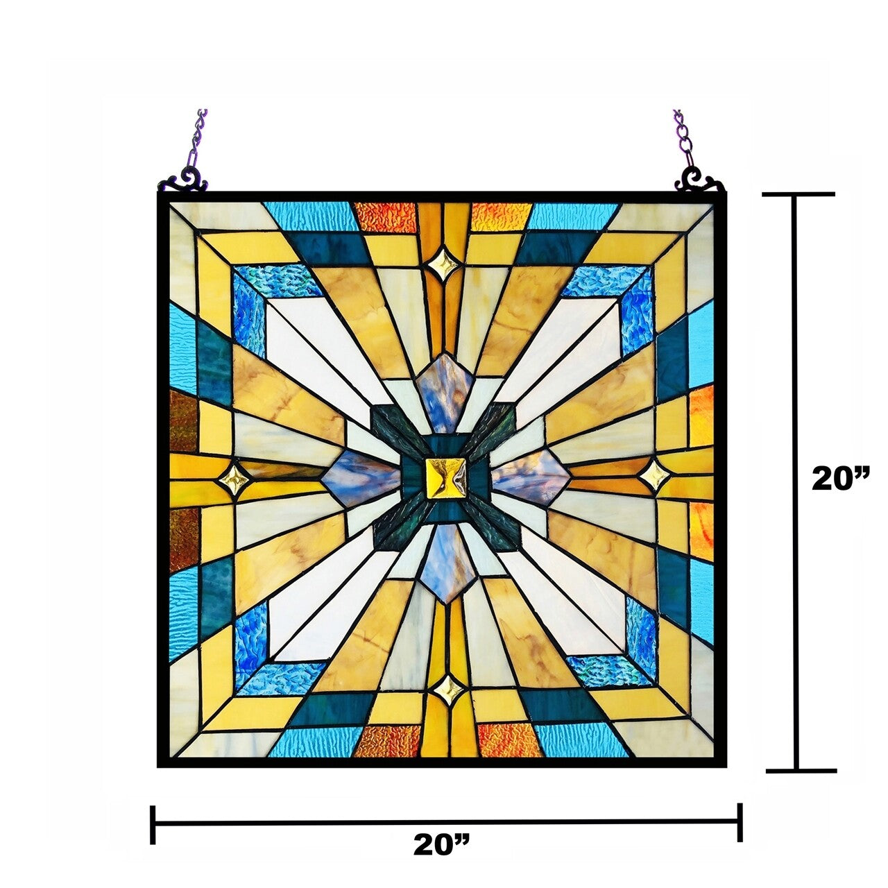 20" Square Panel Stained Glass Window Hanging Panel Suncatcher