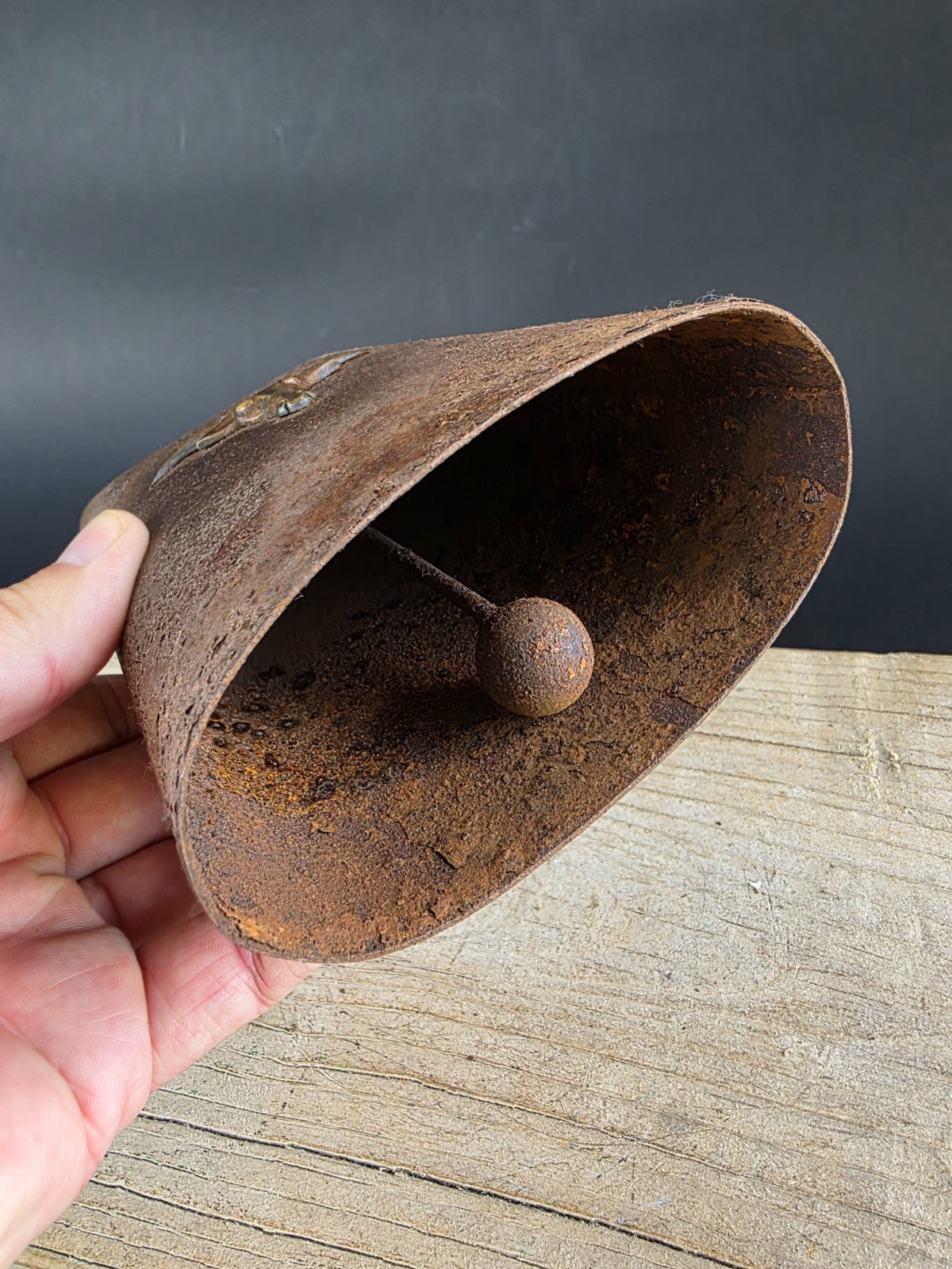 6 3/4" Primitive Vintage Antique Style Hand Wrought Iron Cow Bell