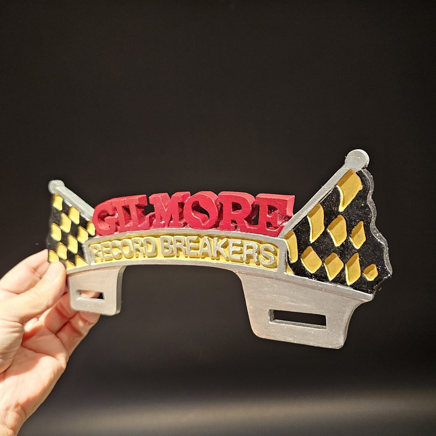 Vintage Style Aluminum Gilmore License Plate Fob Topper