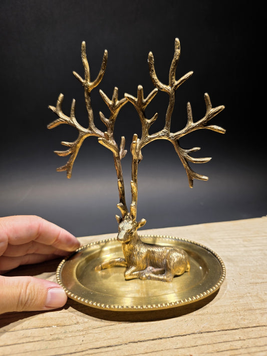 Antique Vintage Style Antique Brass Deer Jewelry Holder