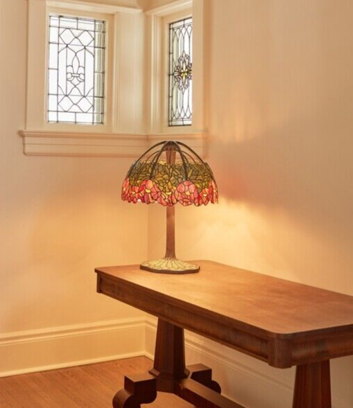 27"H Lotus Mosaic Base Stained Glass Table Lamp