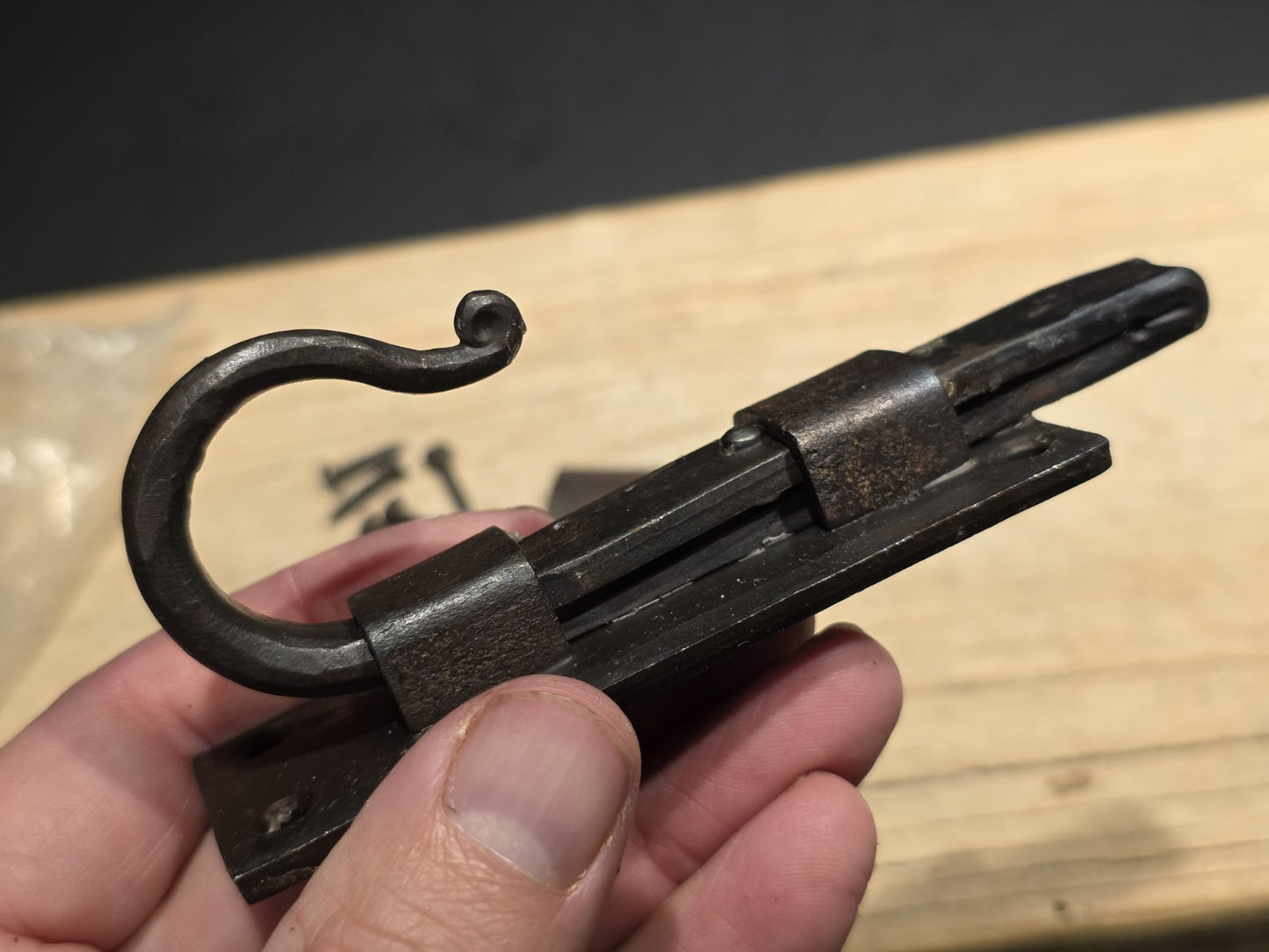 Antique Style Hand Forged Wrought Iron Slide Latch Rustic Barrel Bolt