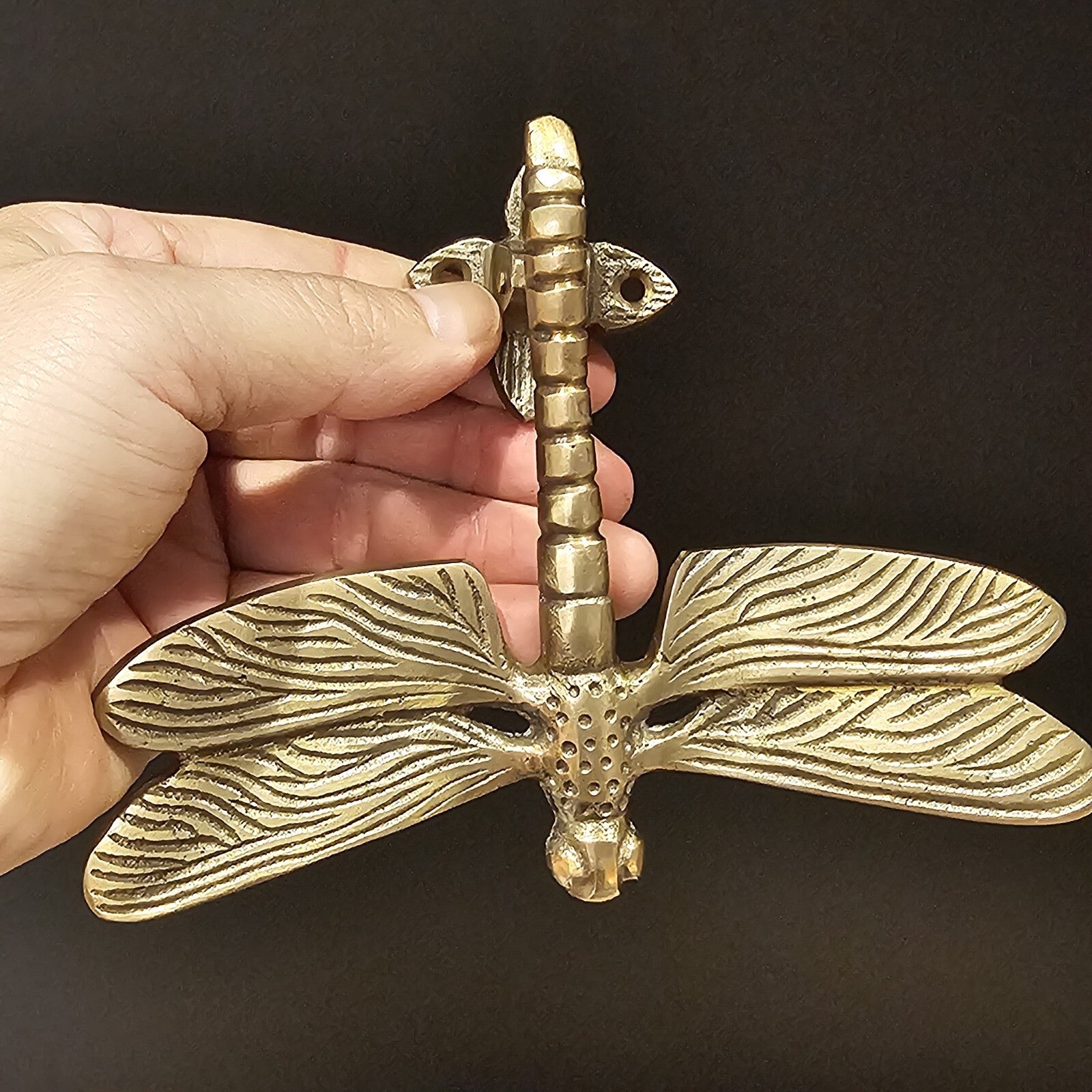 6-1/4" Antique Vintage Style Brass Dragonfly Door Knocker