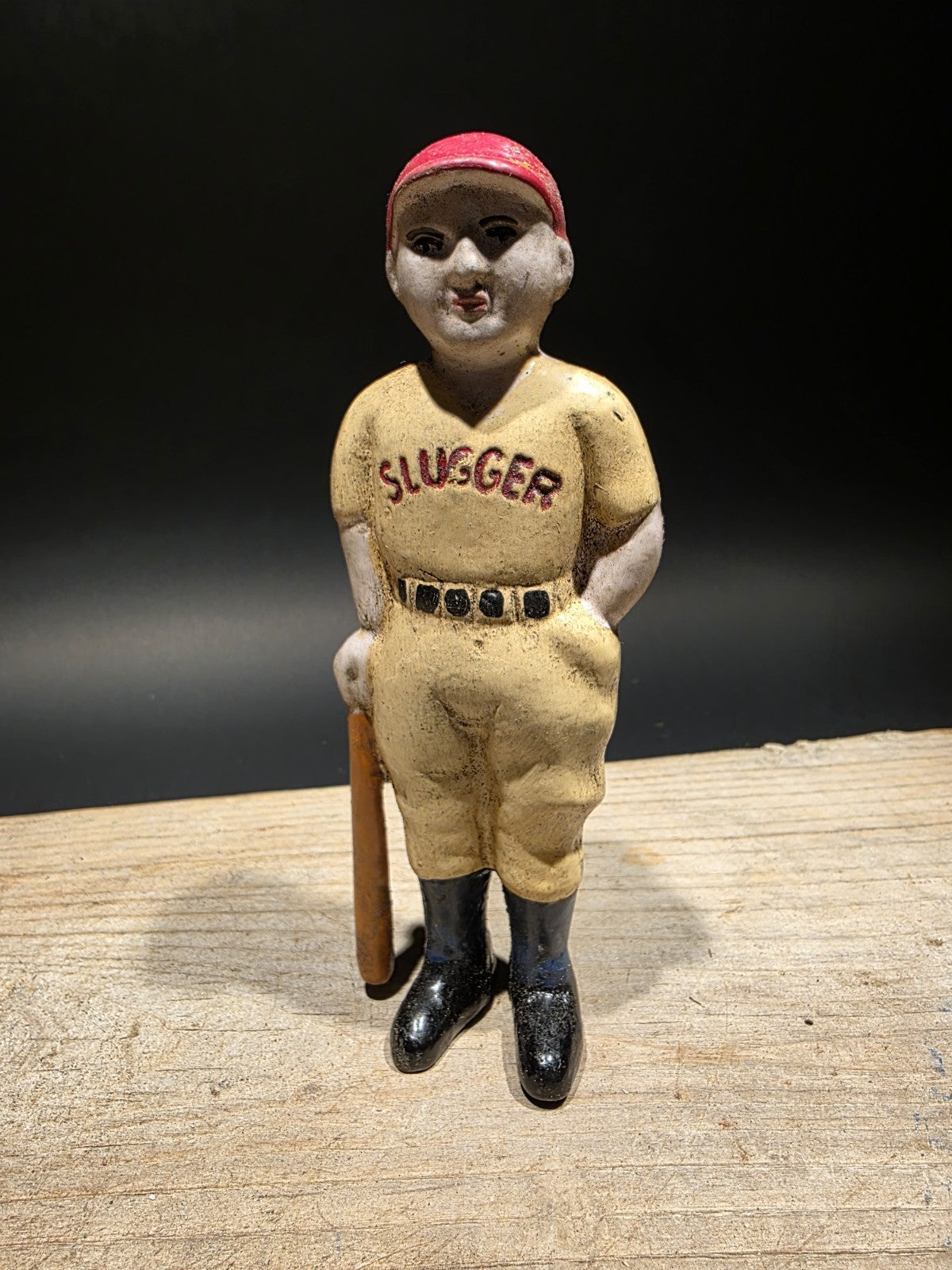 Antique Vintage Style Cast Iron Slugger Coin Bank