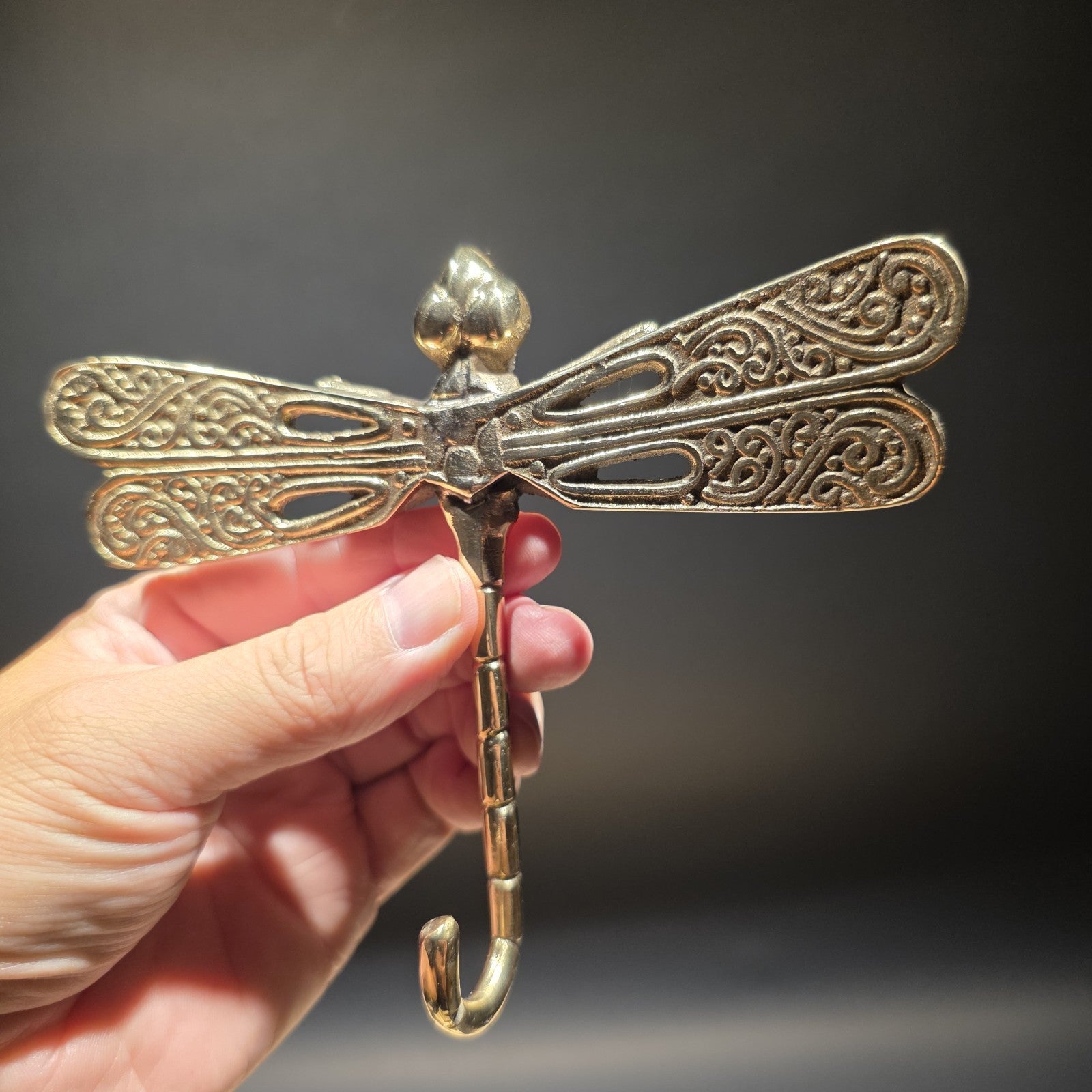 Solid Brass Dragonfly Wall Hook Art Nouveau Style Coat Hook