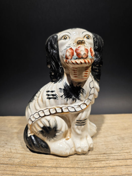 8" Antique Vintage Style Staffordshire Spaniel Dog Figurine