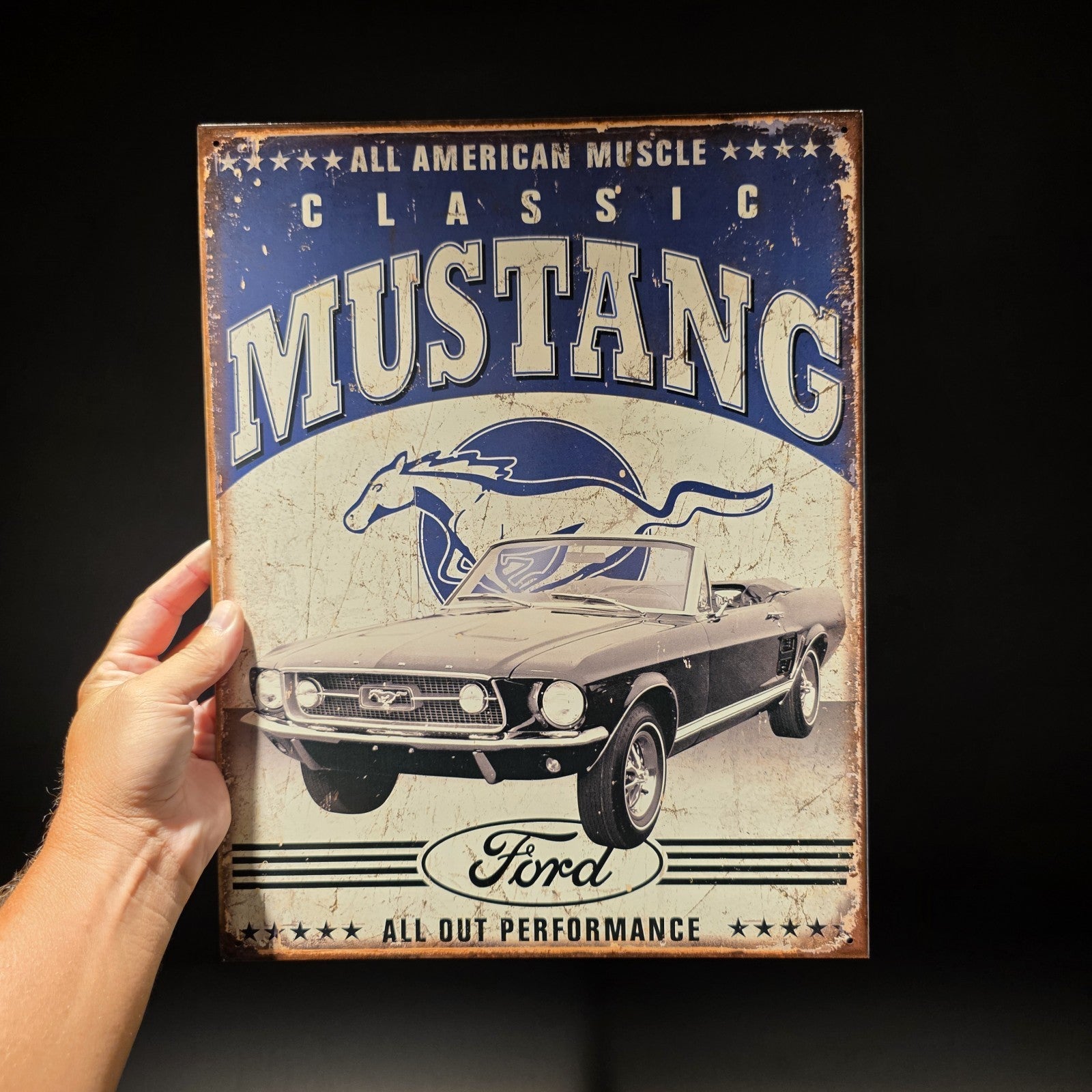 Vintage Style Ford Mustang Classic Tin Metal Sign American Muscle Car Garage