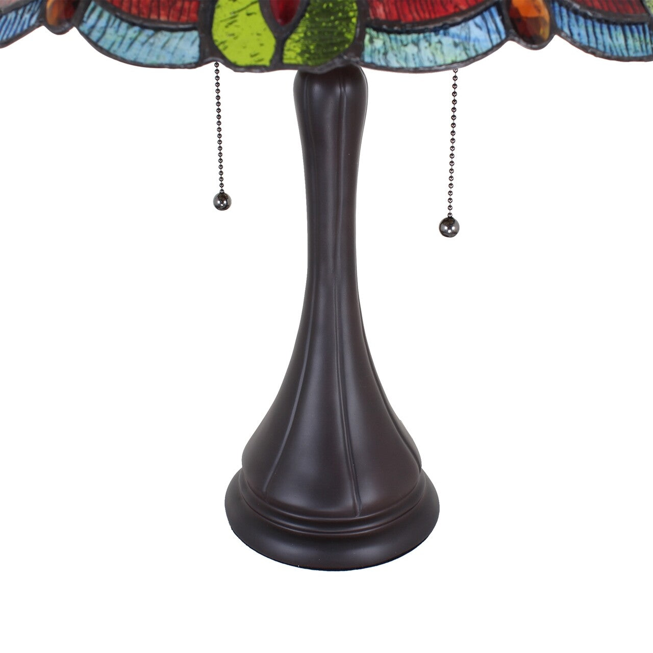 21.3" Amber Cream Colored Stained Glass Table Lamp