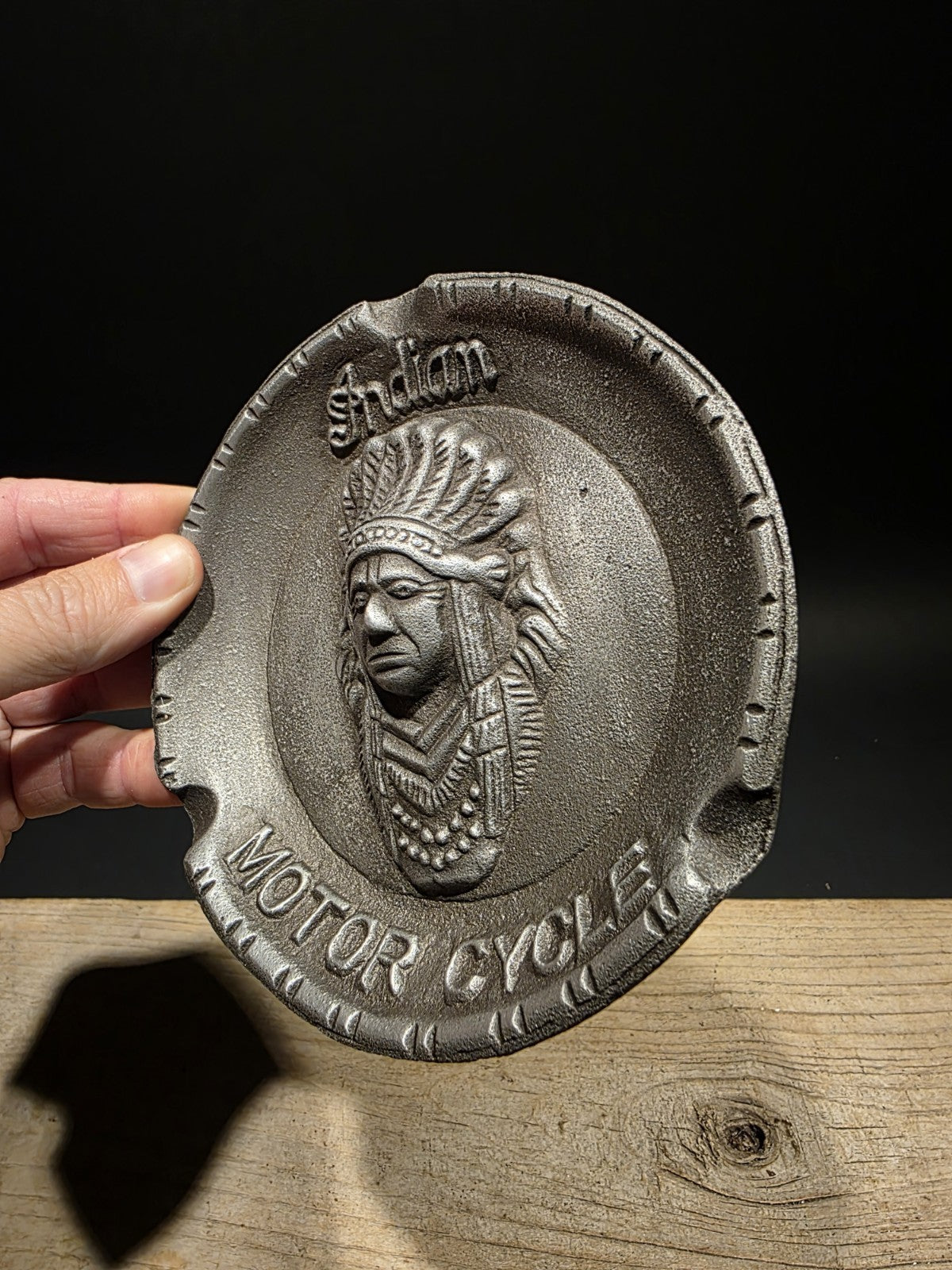 Vintage Antique Style Aluminum Indian Motorcycle Ash Tray