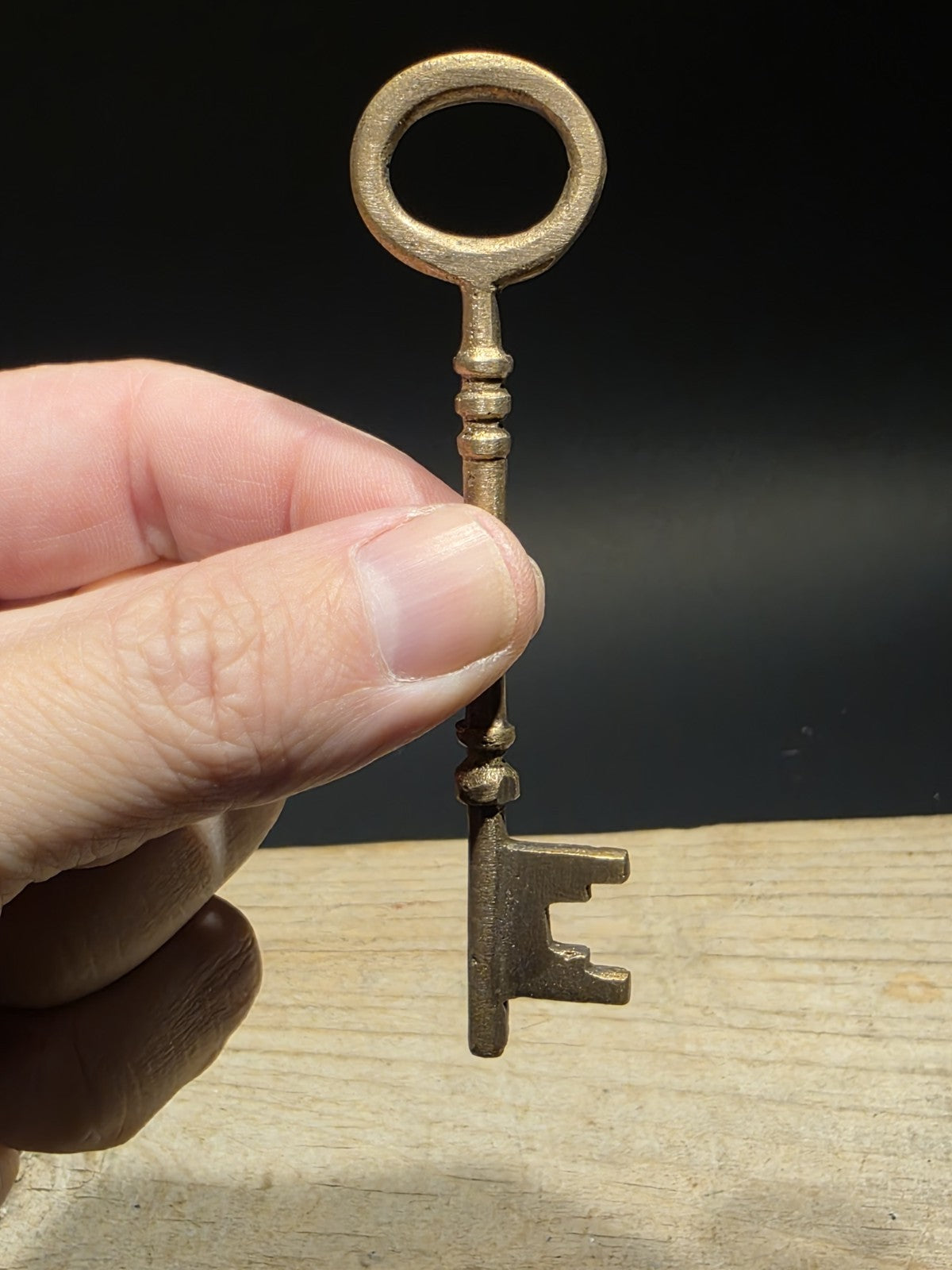 4" Antique Style Brass Large Skeleton Church Key