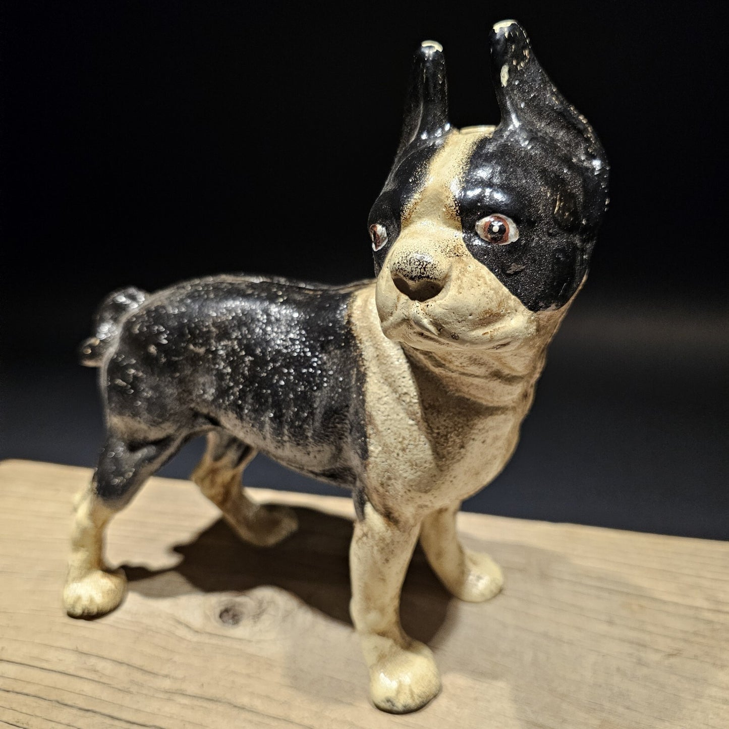 Antique Style Cast Iron Boston Terrier Dog Door Stop Coin Bank