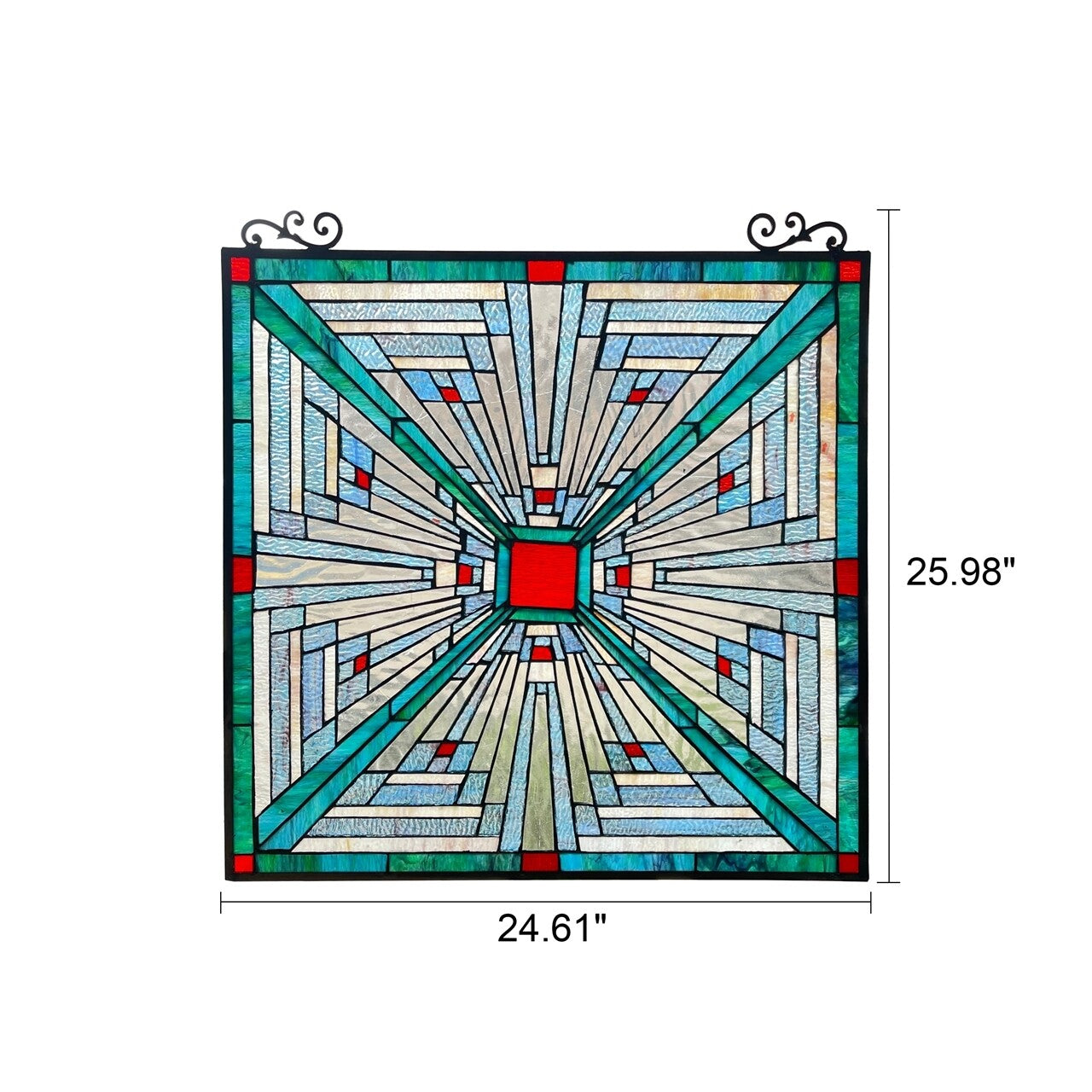 26" Mission Stained Glass Hanging Window Panel Suncatcher