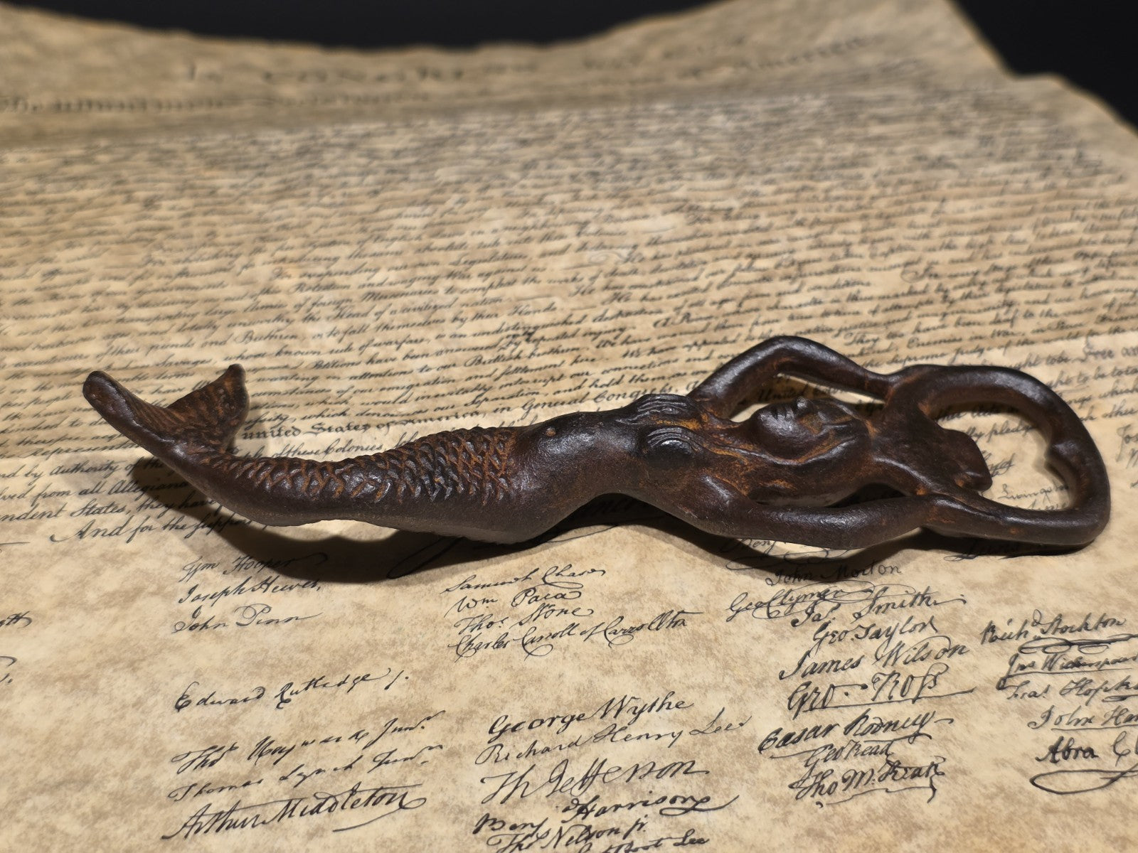 7" Vintage Style Cast Iron Mermaid Bottle Opener Coastal Bar Tool