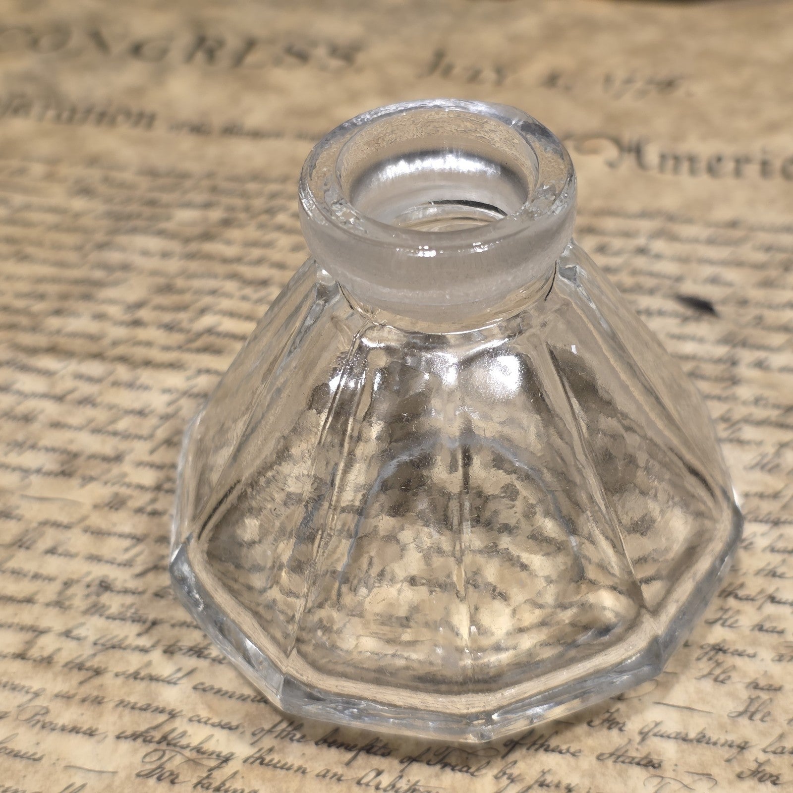 3" Antique Style Glass Inkwell Desk Ink Bottle Writing Accessory