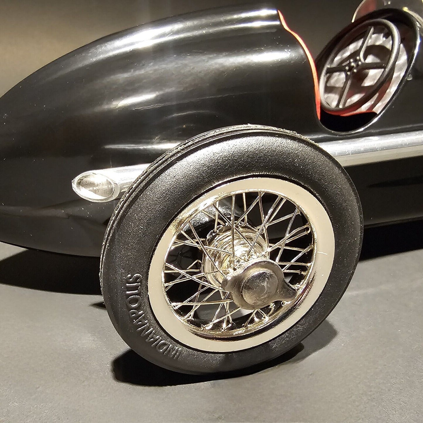 12" Antique Vintage Style Aluminum Black  Model Tether Car