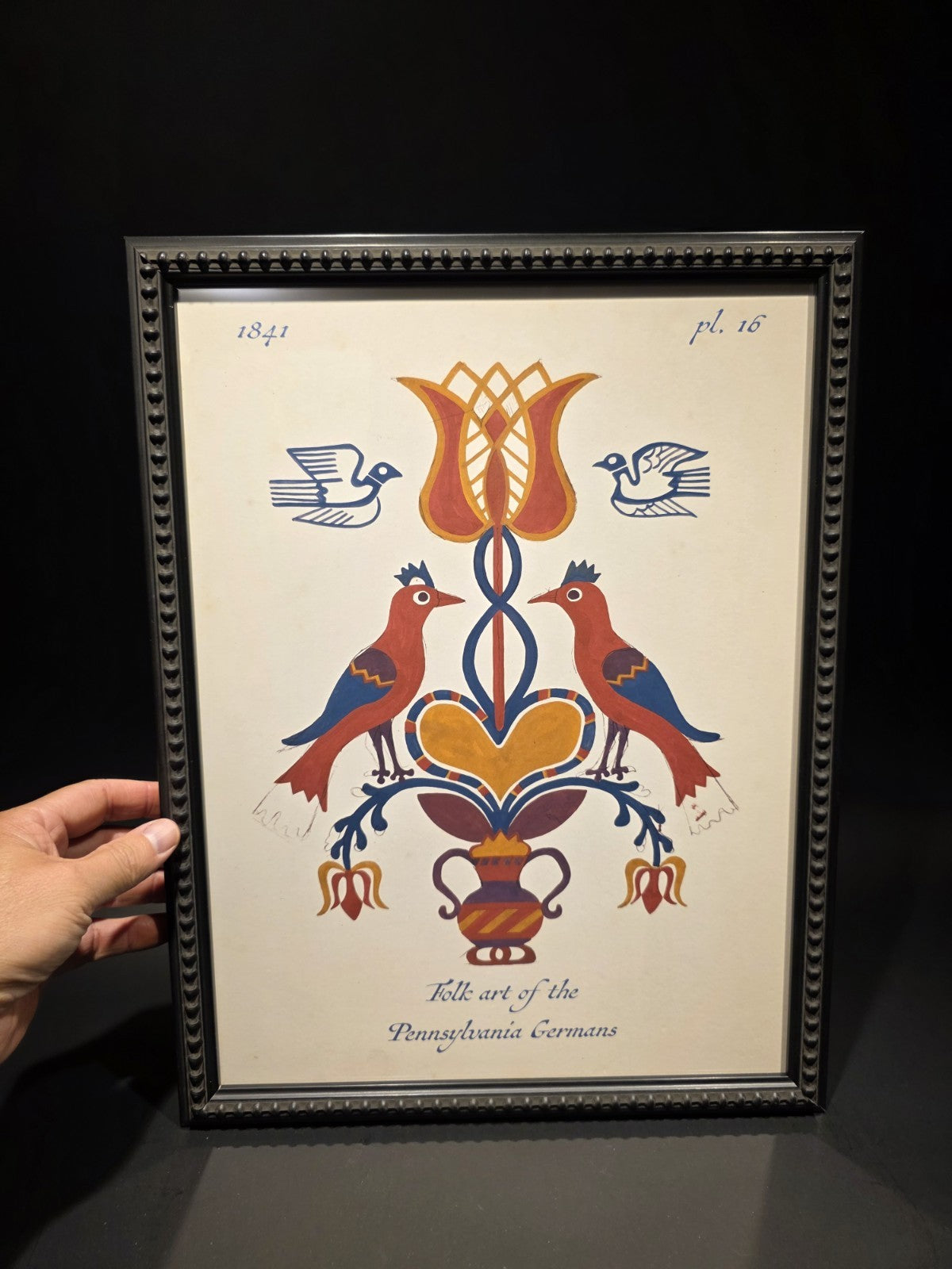 12"x16" Framed Antique Style Pennsylvania German Folk Art Fraktur–Style PRINT