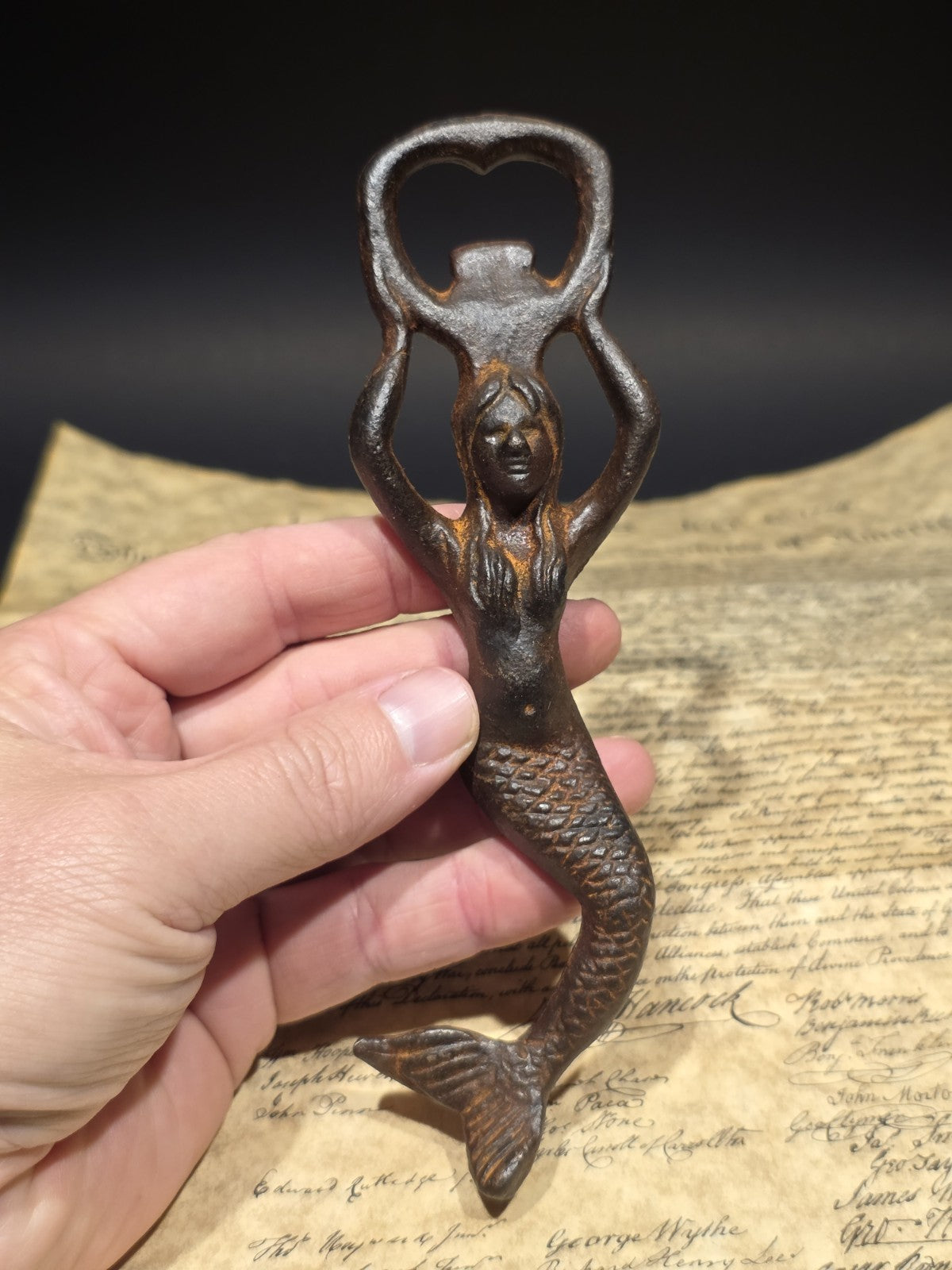7" Vintage Style Cast Iron Mermaid Bottle Opener Coastal Bar Tool