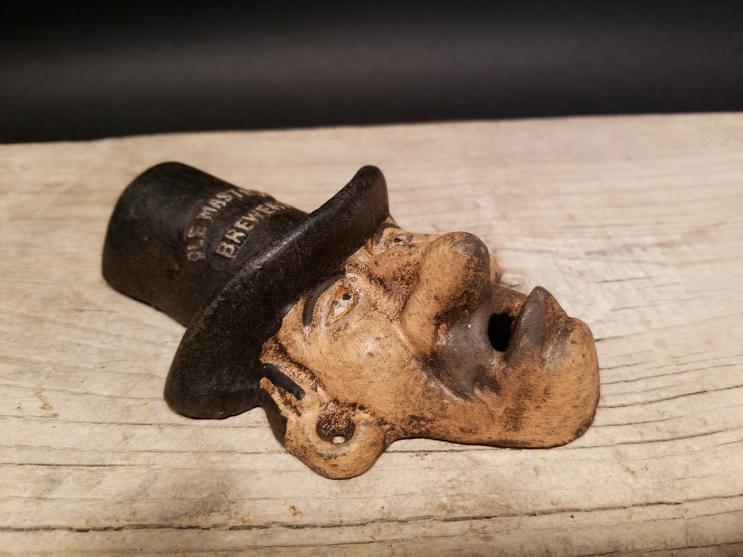 Antique Vintage Style Cast Iron Ole Masters Folk Art Figural Beer Bottle Opener